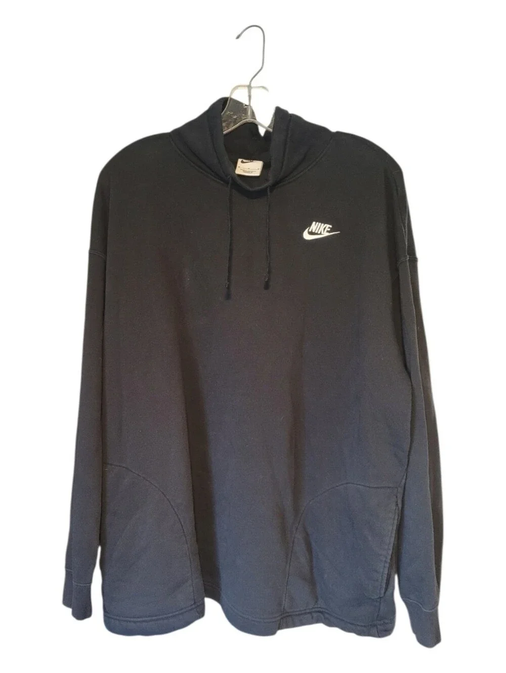 NIKE Mens Medium Mock Neck Black Embroidered Logo Pullover Sweatshirt